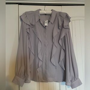 Express Ruffled Lavender Portofino Blouse